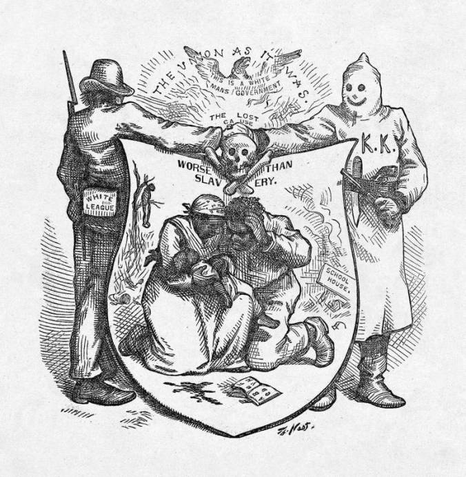 "Worse Than Slavery," Harper's Weekly, October 24, 1874, page 878 via http://blackhistory.harpweek.com/7Illustrations/Reconstruction/UnionAsItWasBI.htm
