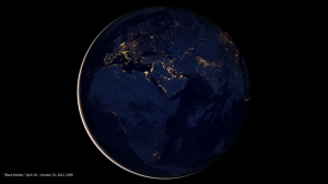 "City Lights of Africa, Europe and the Middle East" NASA Earth Observatory image by Robert Simmon, using Suomi NPP VIIRS data provided courtesy of Chris Elvidge (NOAA National Geophysical Data Center). Suomi NPP is the result of a partnership between NASA, NOAA, and the Department of Defense. Caption by Mike Carlowicz.